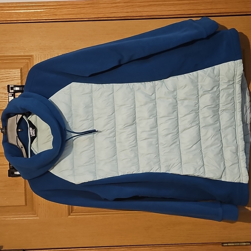 Lands' End Women's Teal And Lt. Green Puffer Pullover